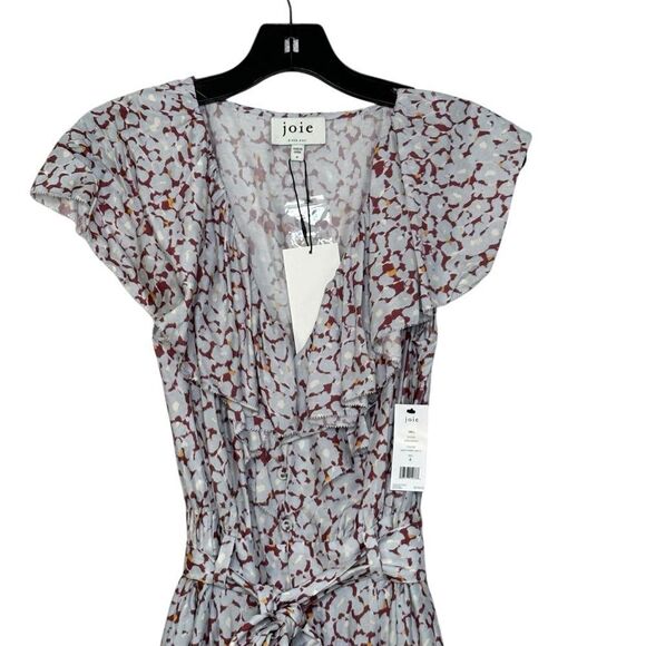 Joie Blue Floral Print Nell Silk Blend Ruffle Jumpsuit | Size 4 - Picture 4 of 11